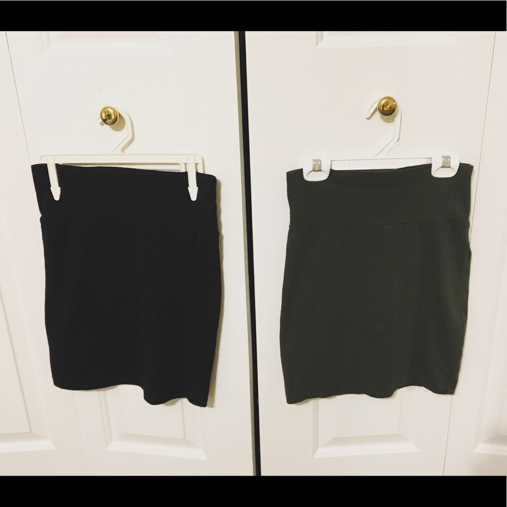 Black and green pencil skirts